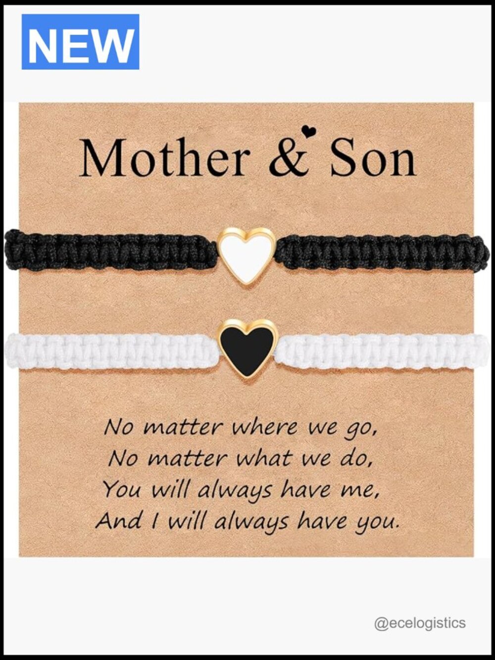 2 Pcs Matching Bracelets for Father Daughter Mother Son Gift Set